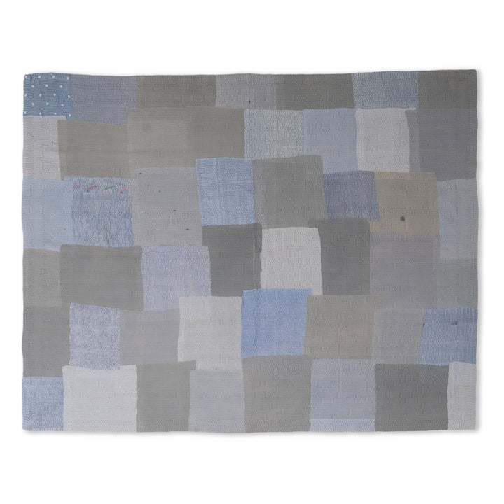 Mosaic Fray Handmade Vintage Kantha Throw -Hydrangea -