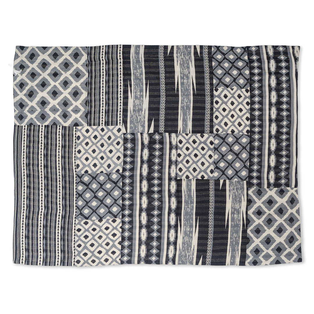 Monotone Ikat Handmade Vintage Kantha Throw - Black