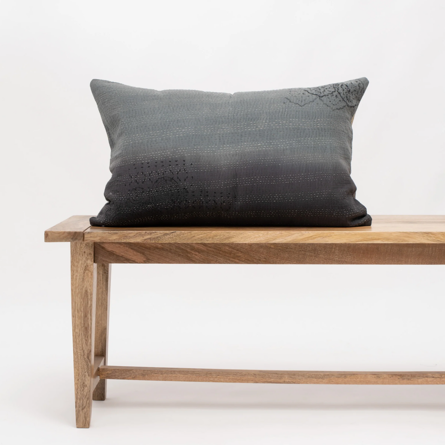Vintage Fray Patch & Ombre Kantha Pillow Sham -Yellow Stone -