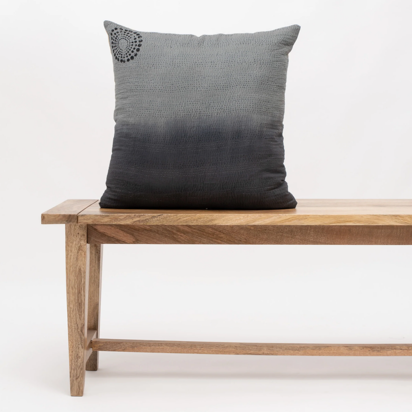 Vintage Fray Patch & Ombre Kantha Pillow Sham -Yellow Stone -