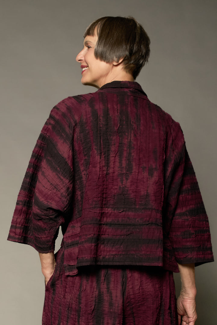 DOUBLE TIE DYE RIPPLE TUCK LANTERN SLV. SHRUG - trw1j103-mrn -