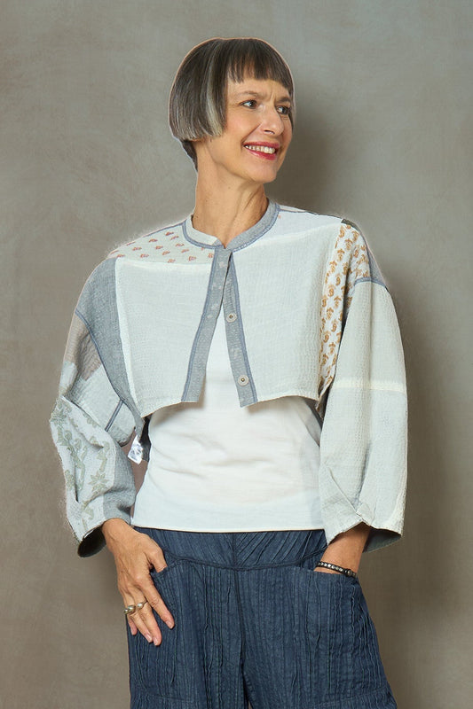 DUCK SUN DYE WITH PATCH KANTHA SLEEVE JACKET - us2090-gry -