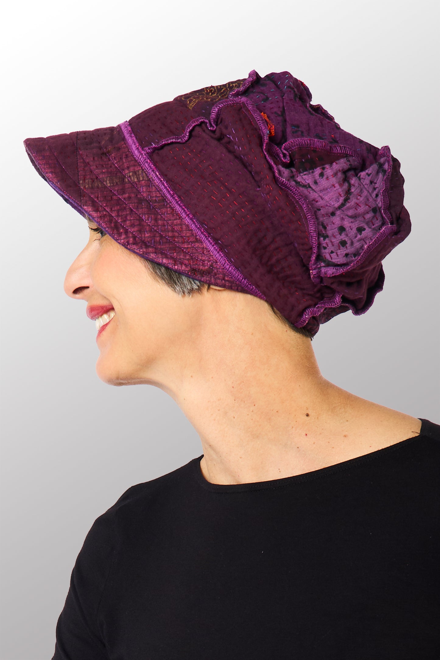 OMBRE PATCHED GOLD STAMP KANTHA HALF BRIM HAT - og4881-mlt -