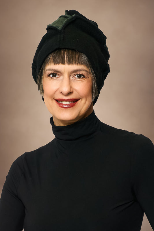 CIRCLE TIE DYE BOILED WOOL PATCHWORK HAT - tw1880-blk -