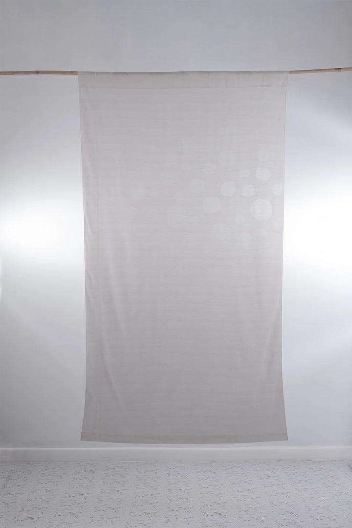 Cut Through Dot And Holes Kantha Curtain - White