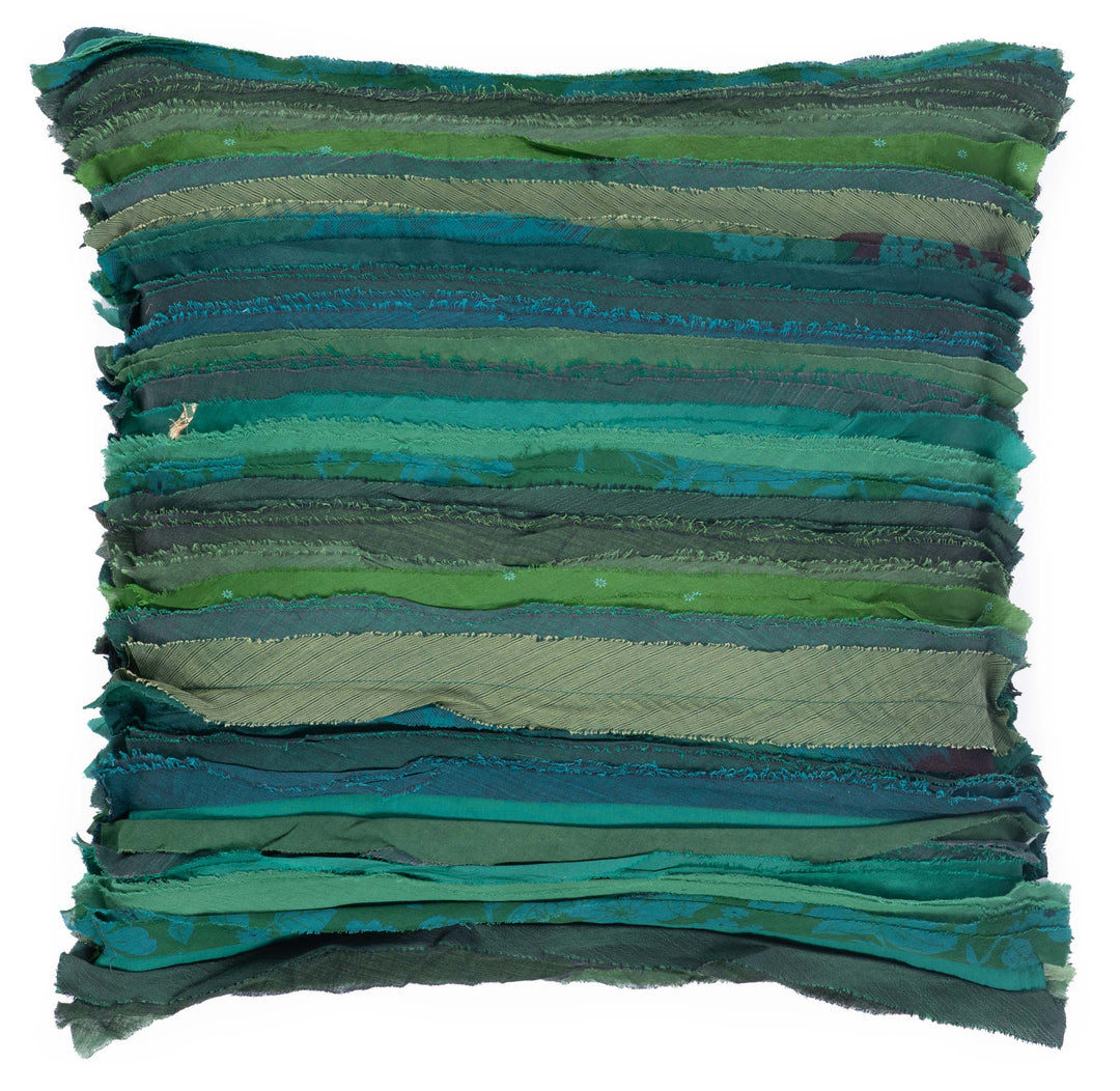 Wavy Stripe Patch Pillow Sham -Green