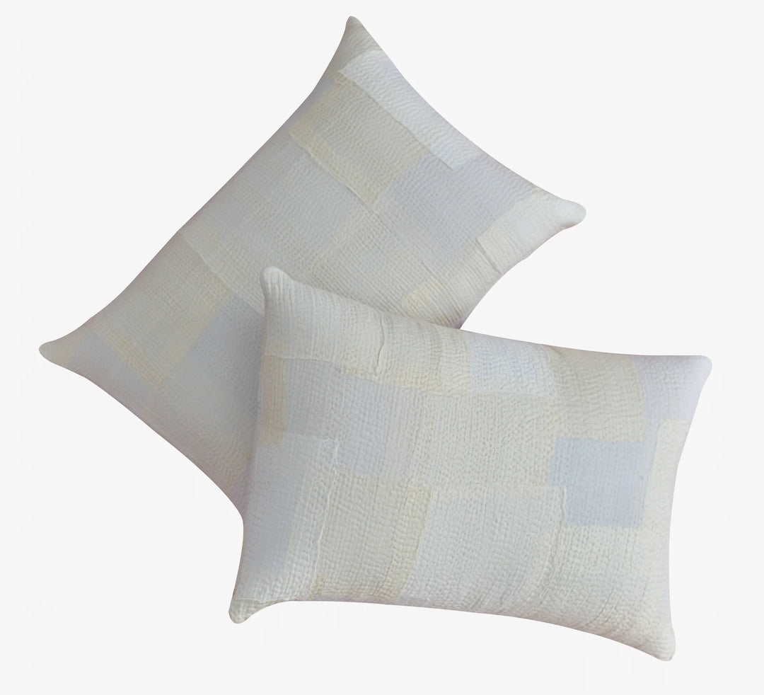 Mosaic Fray Handmade Vintage Kantha Pillow  -Cauliflower