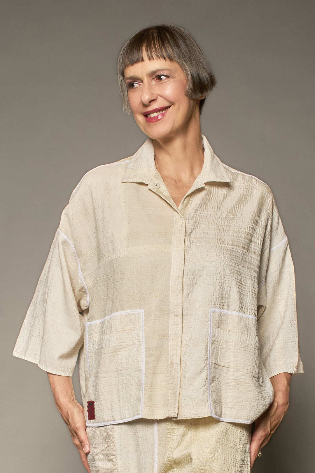 JAIPUR WHITE KANTHACROPPED TENT SHIRT - jw2596-ivy -