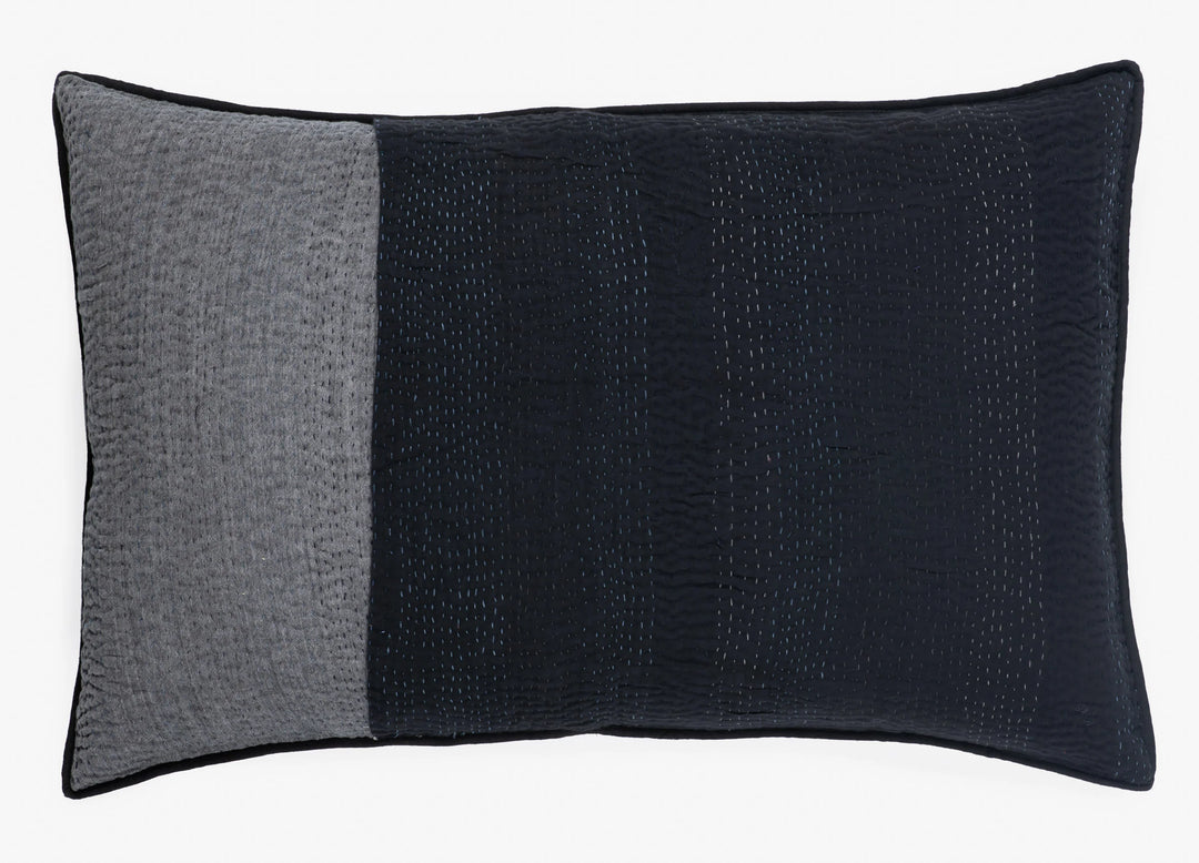 Landscape Handmade vintage Kantha Pillow - Black