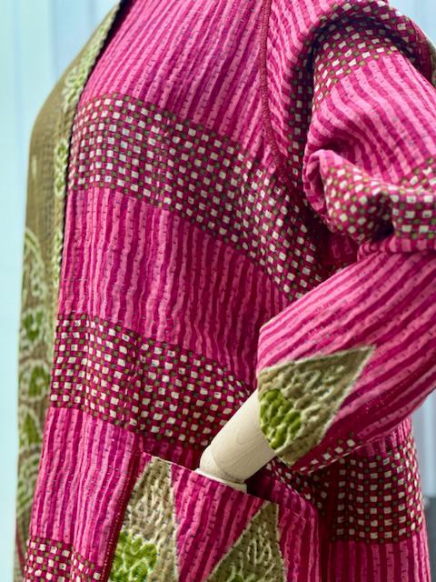 VINTAGE COTTON KANTHA A-LINE DUSTER - cv4311-0111a -