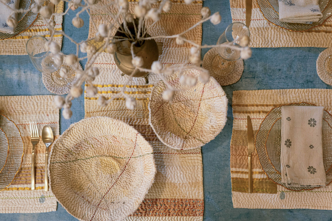 New Dawn Jewel Striped Placemats (Set of 2) - Ivory
