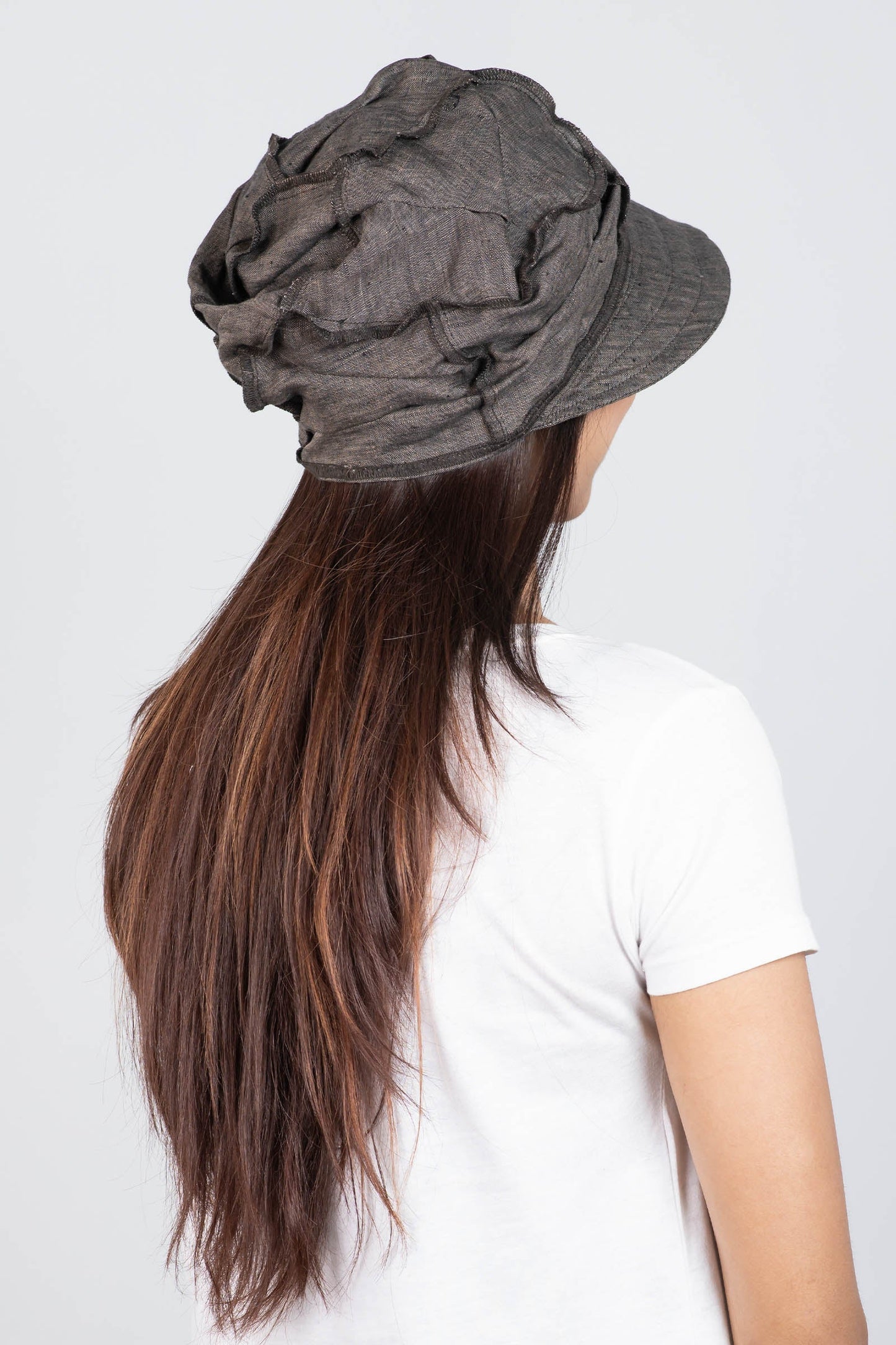 LINEN HALF BRIM HAT - ln1881-brn -