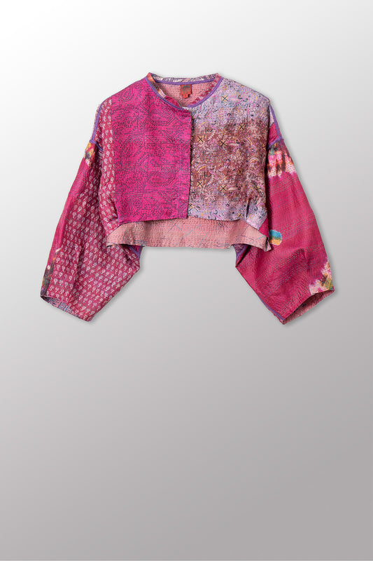 VINTAGE SILK KANTHA SLEEVE JACKET - sv2090-0005s -