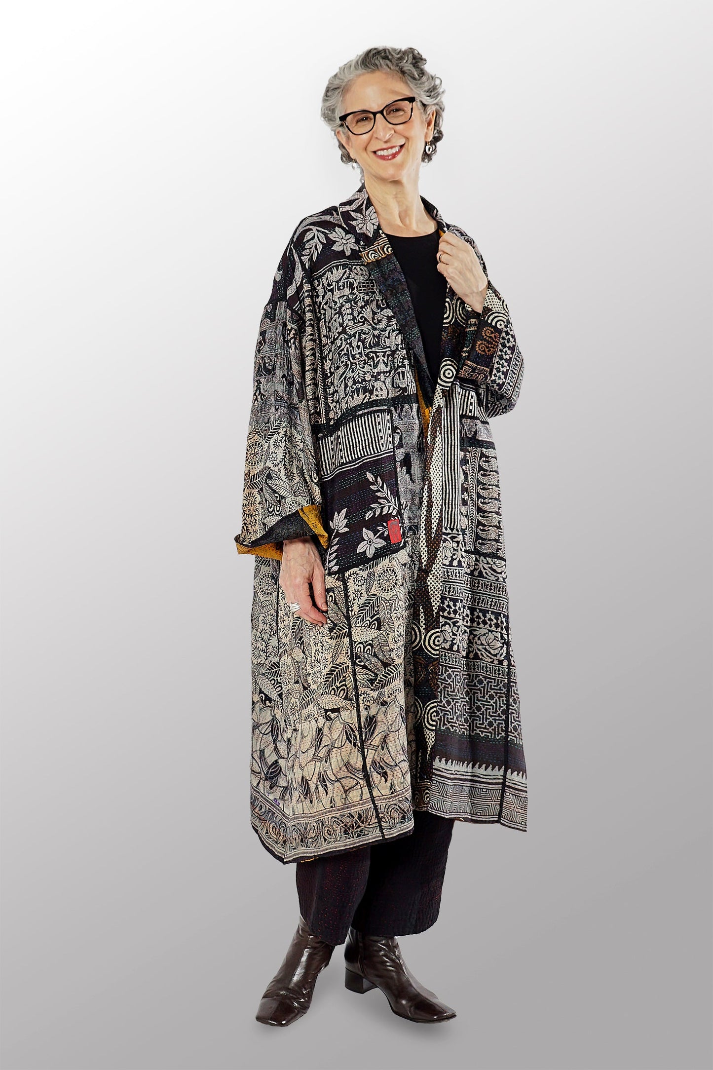 VINTAGE SILK KANTHA NEW OVERSIZED COAT - sv2342-0003a -