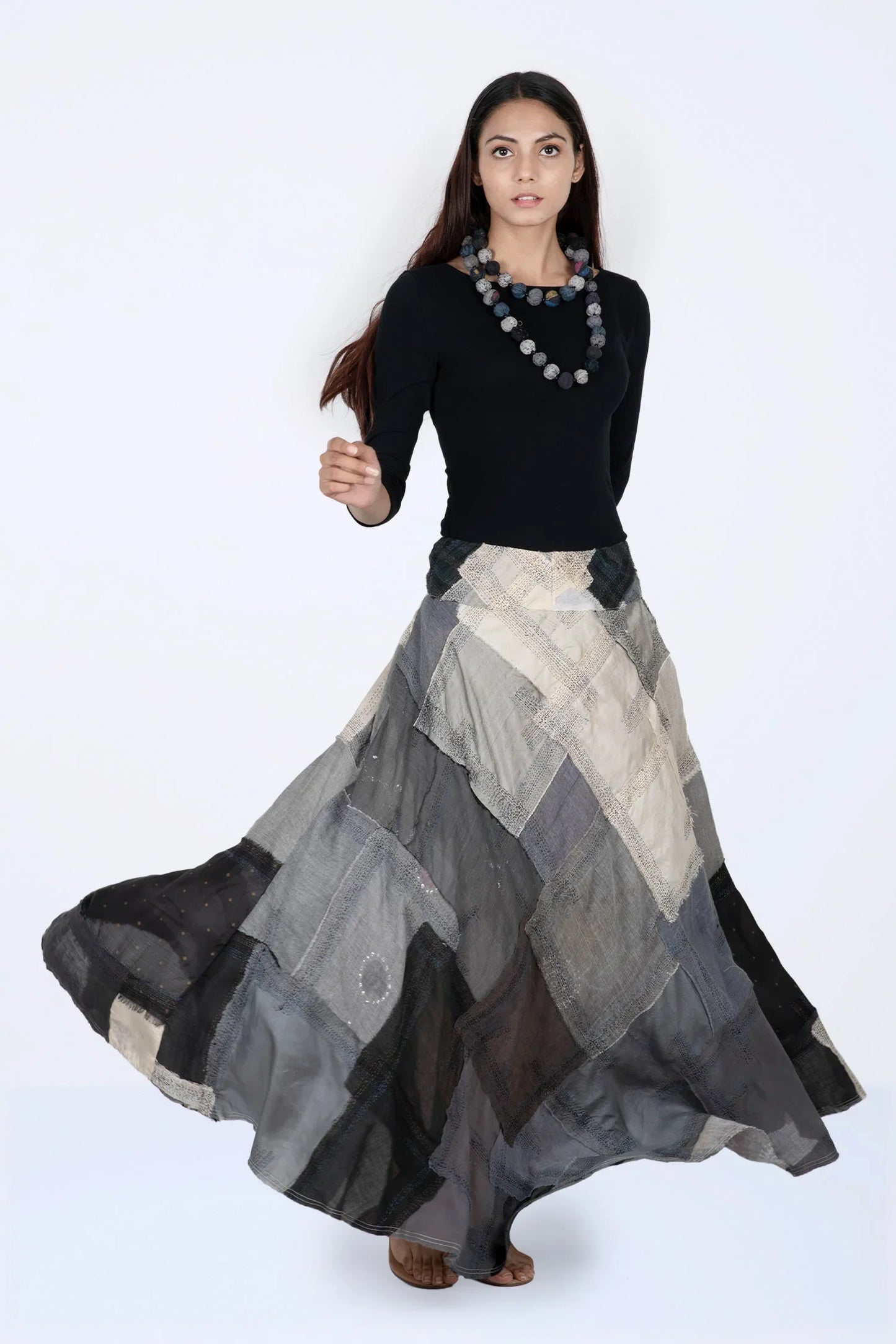 MOSAIC OMBRE KANTHA FLARE SKIRT - mo1633-gry -