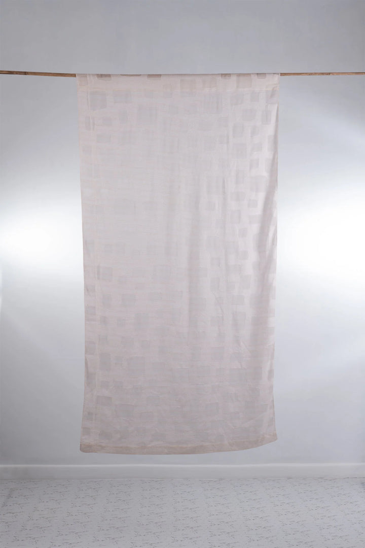 Cut Through Dot And Holes Kantha Curtain - White