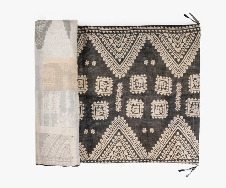 Mosaic Fray Handmade Vintage Kantha Day Bed Mattress Cover - Green
