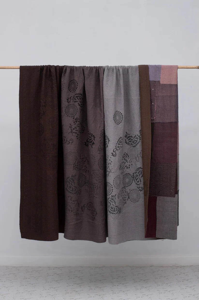 Ombre With Fray Patch Handmade Vintage Quilts - Chocolate
