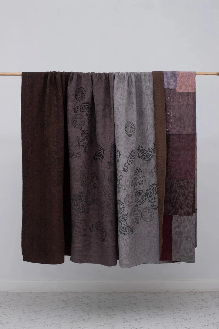 Ombre With Fray Patch Handmade Vintage Quilts - Chocolate
