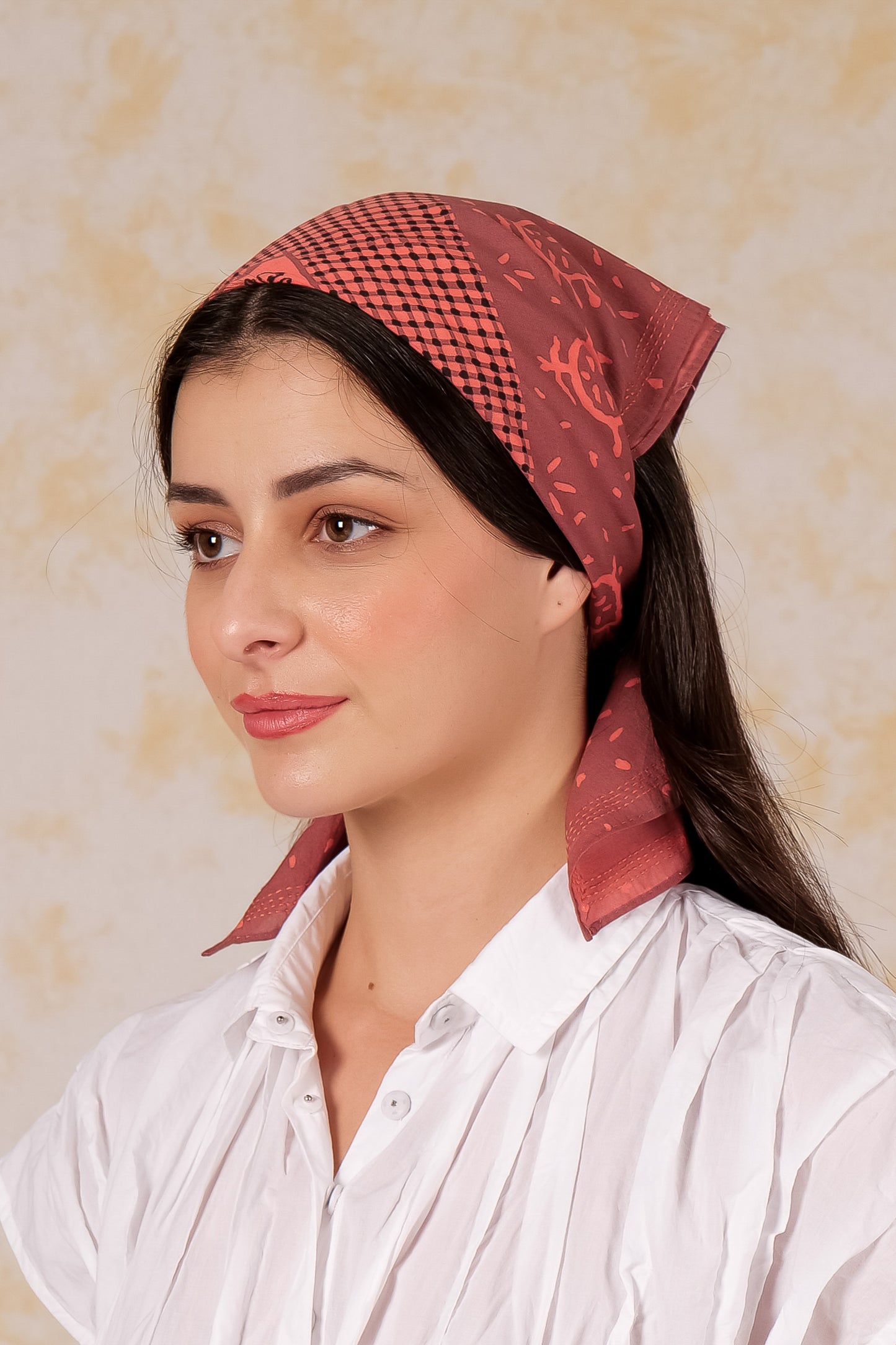 Bandana  Handmade Cotton Square kantha - Orange