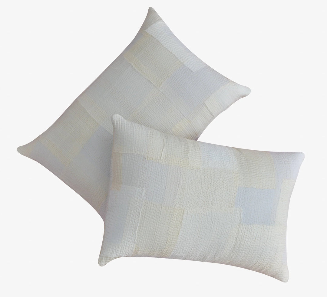 Mosaic Fray Handmade Vintage Kantha Pillow  -Cauliflower