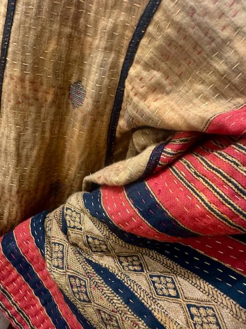VINTAGE COTTON KANTHA OVERSIZED MINI COAT - cv4332-0046a -