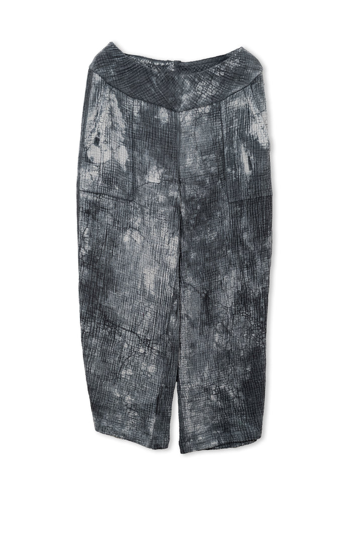 MUD DYE RIPPLE KANTHA NEW LANTERN PANTS - yp4651-gry -