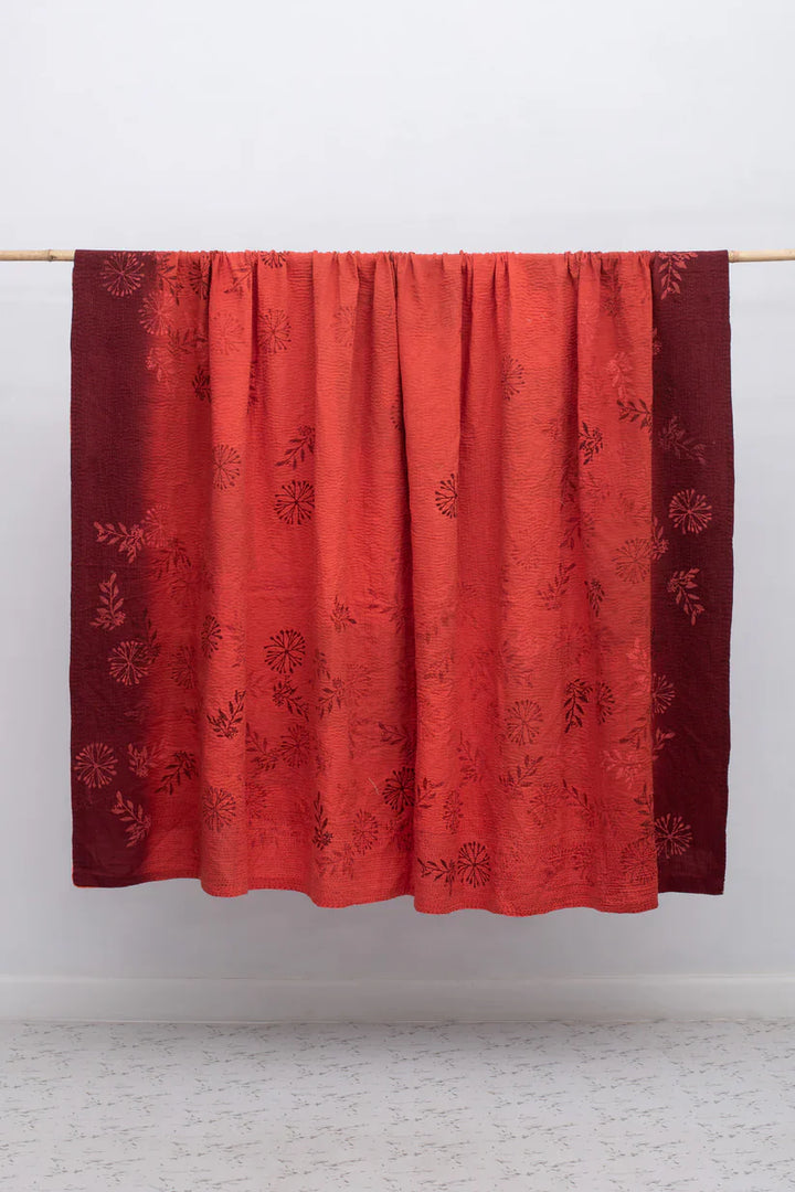 Ombre Patch Vintage Cotton Kantha Table Covers - Orange