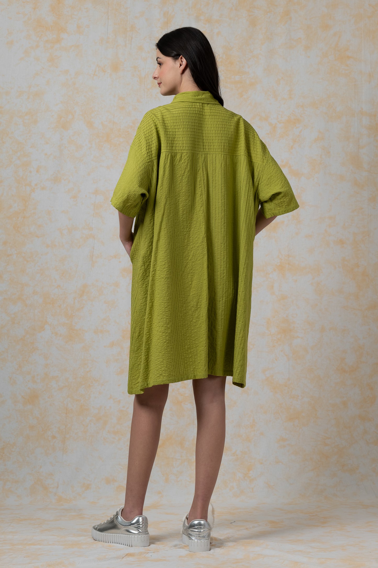PINTUCK-DRESS-SHIRT DRESS - bl-tk1429-lim-
