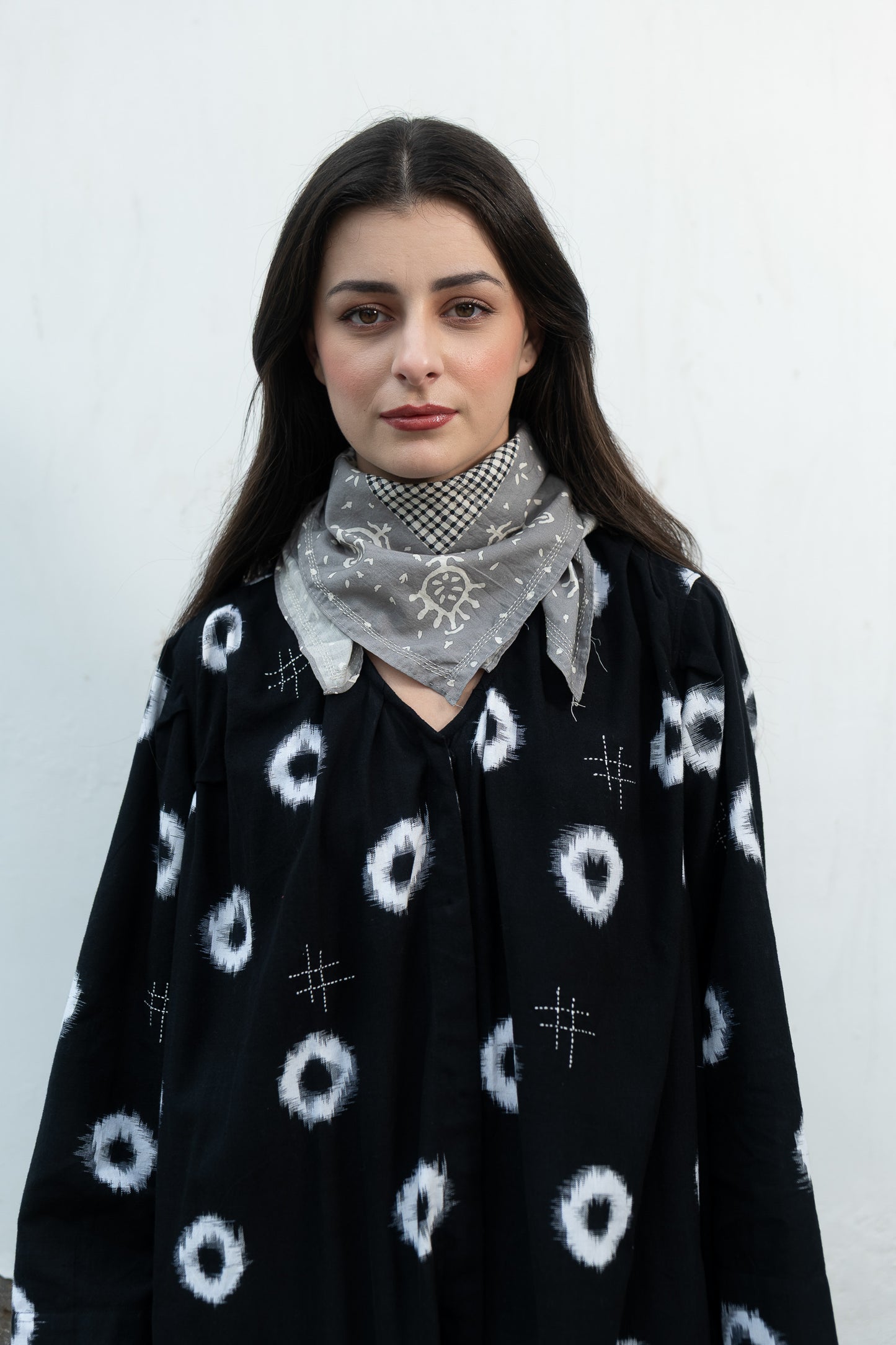 Bandana Handmade Cotton Square kantha - Gray