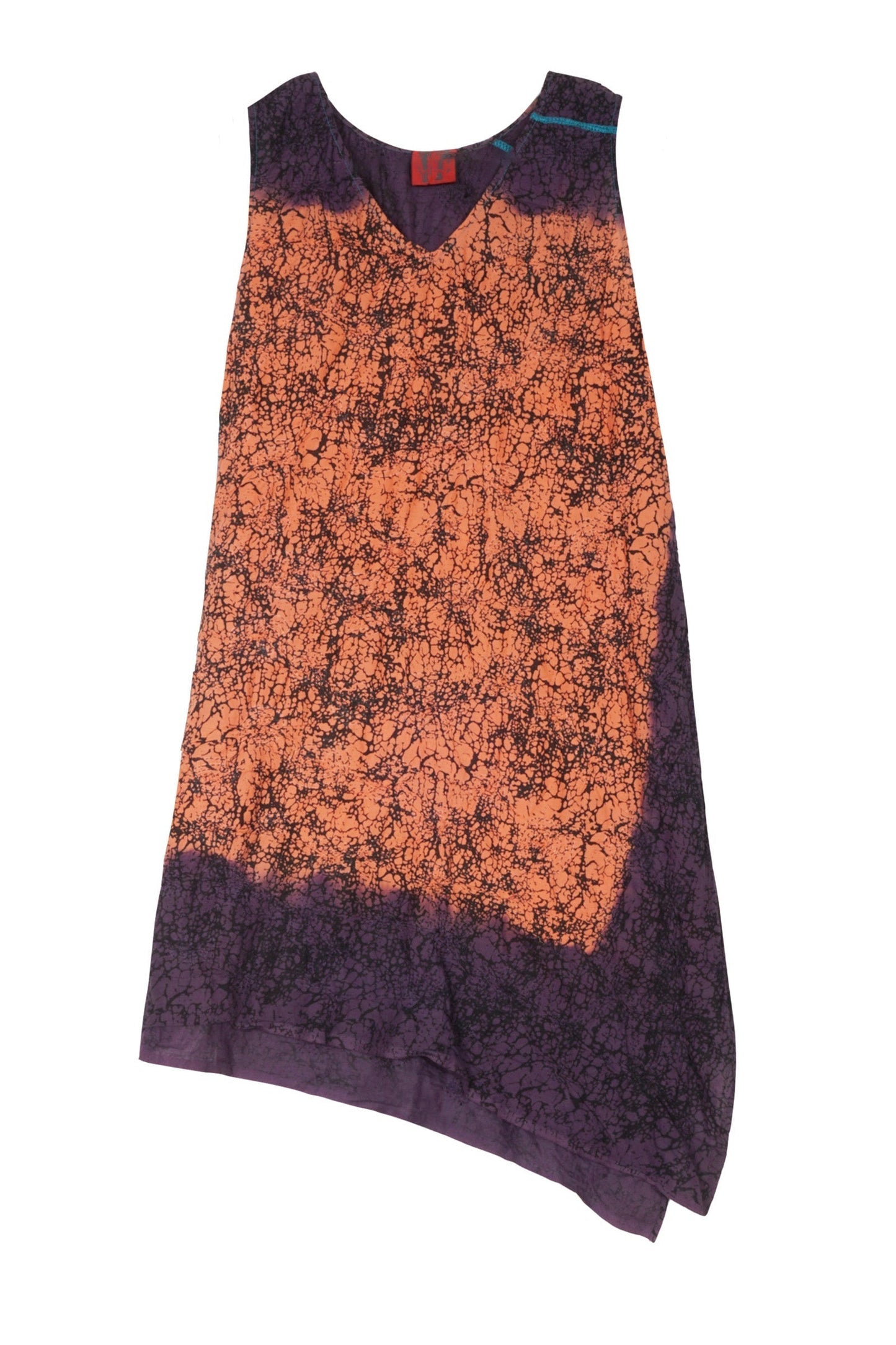 OMBRE MUD DYE SHIBORI KANTHA TUNIC - md1502-org -