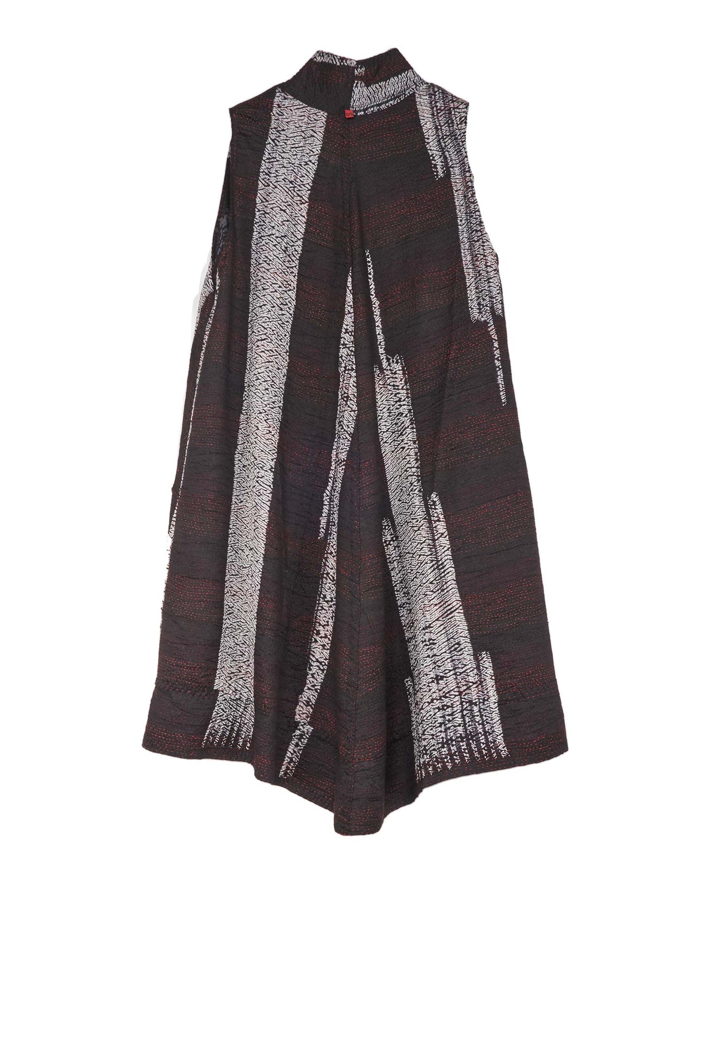 KIMONO PRINT KANTHA A-LINE VEST - kp2203-blk -