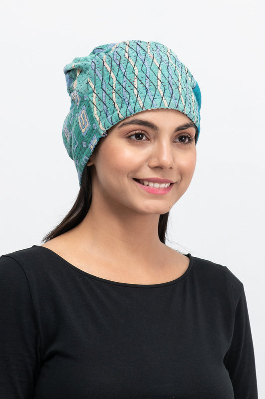 VINTAGE COTTON KANTHA PATCHWORK HAT - cv4880-tel -