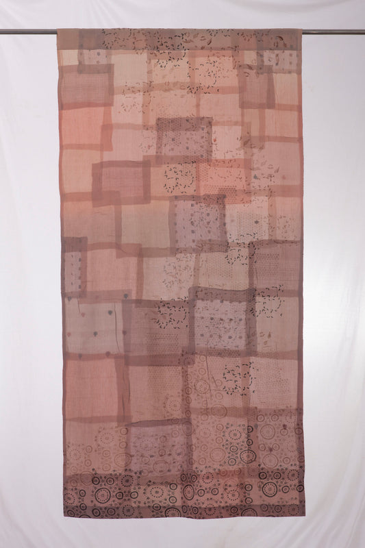 Ombre Patch Vintage Cotton Kantha Curtains - Pink