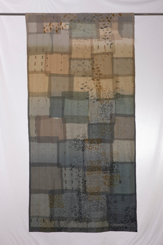 Ombre Patch Vintage Cotton Kantha Curtains - Sage