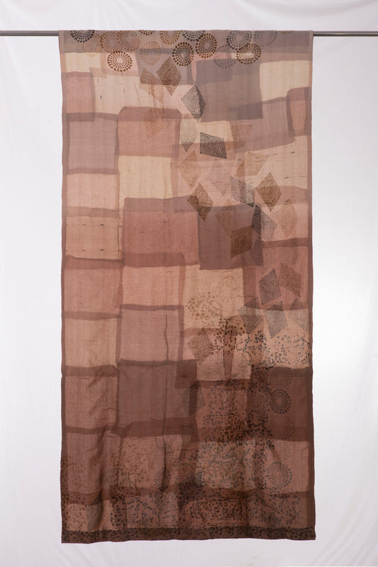 Ombre Patch Vintage Cotton Kantha Curtains - Chocolate