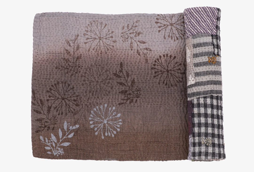 Ombre Patch Kantha Table Runner - Chocolate