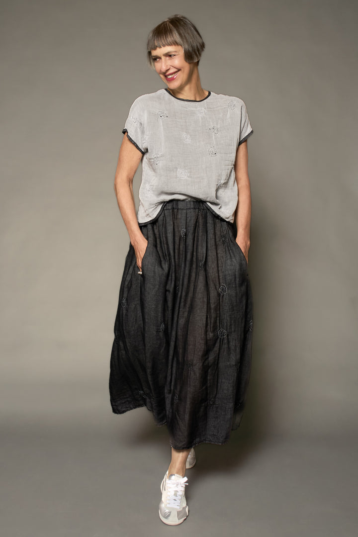 GAUZE SHIBORI GARMENT KANTHA BLOUSE - gg2534-blk -