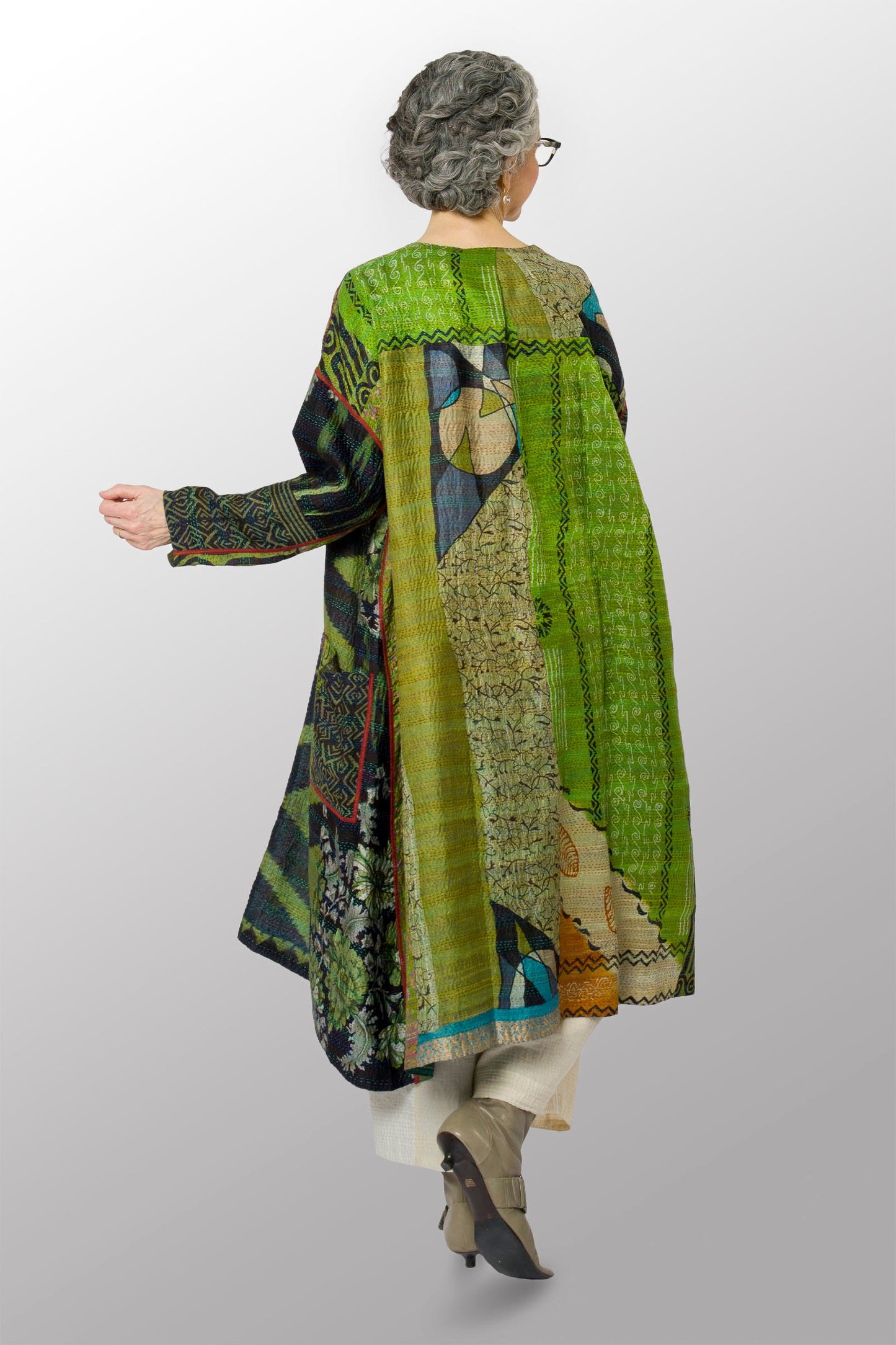 VINTAGE SILK KANTHA LONG DUSTER - sv2328-0010a -