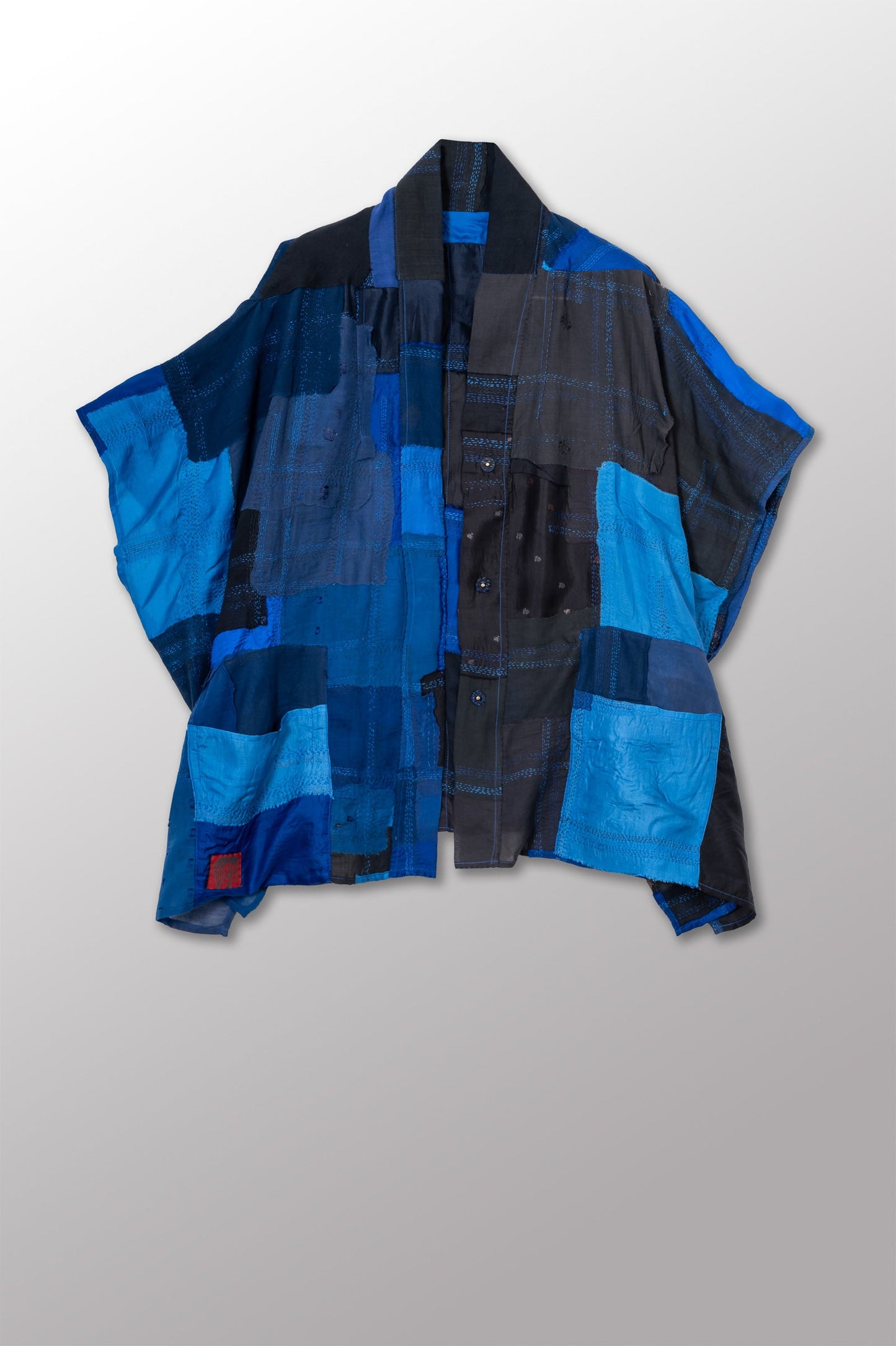 MOSAIC OMBRE KANTHA PONCHO TOP - mo1568-blu -