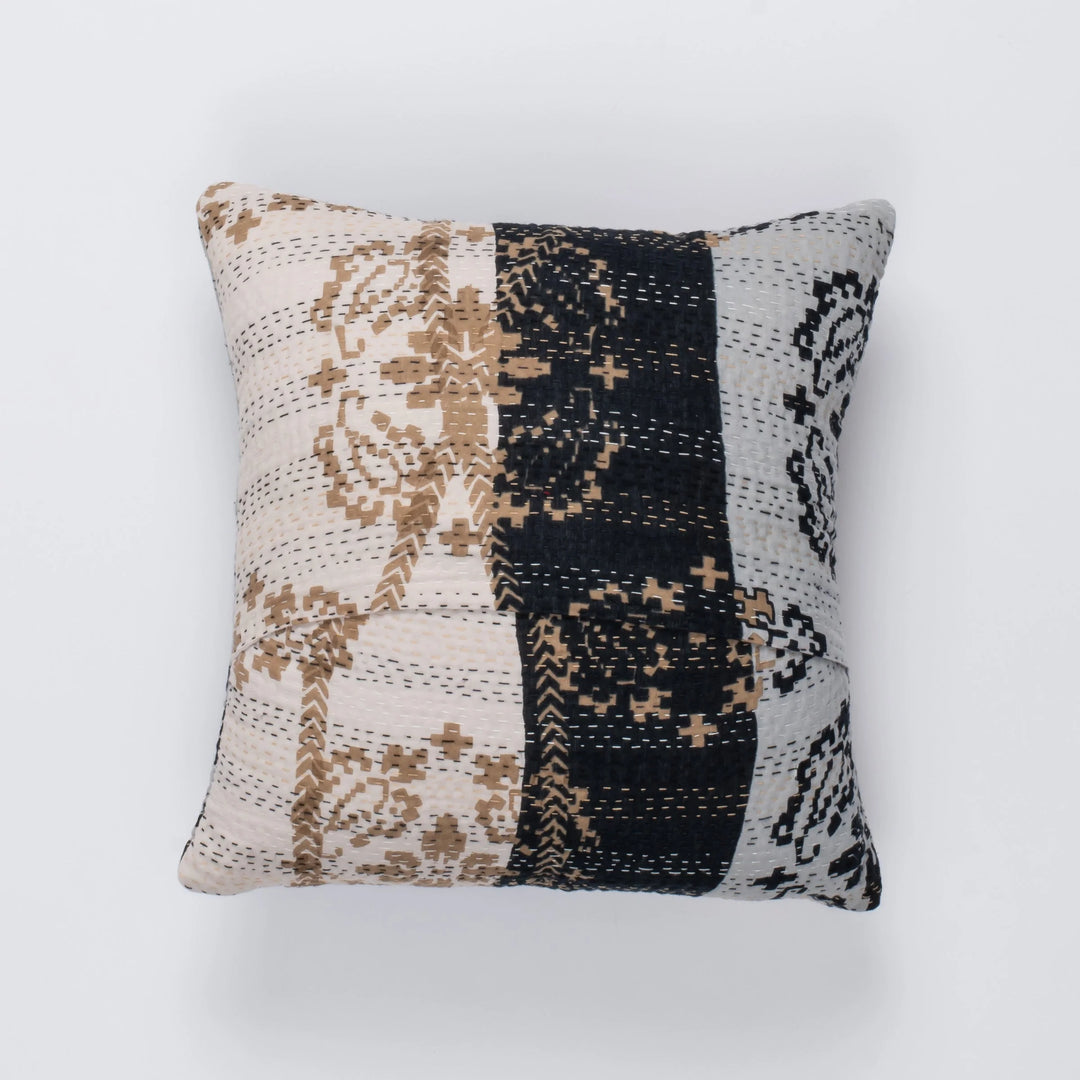 Kimono Print  Black Pillow