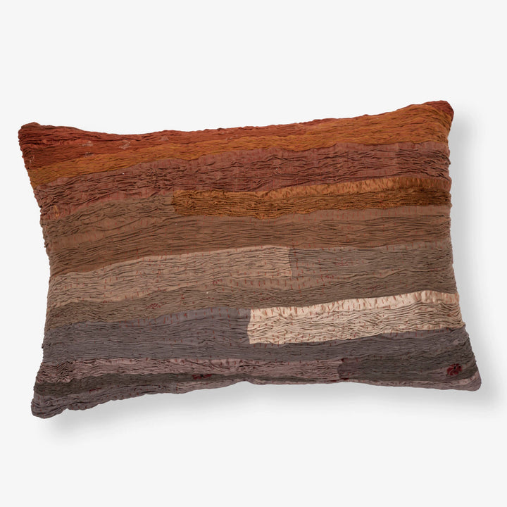 Sari Pleated Handmade Kantha Pillow Sham (With Velvet Back)