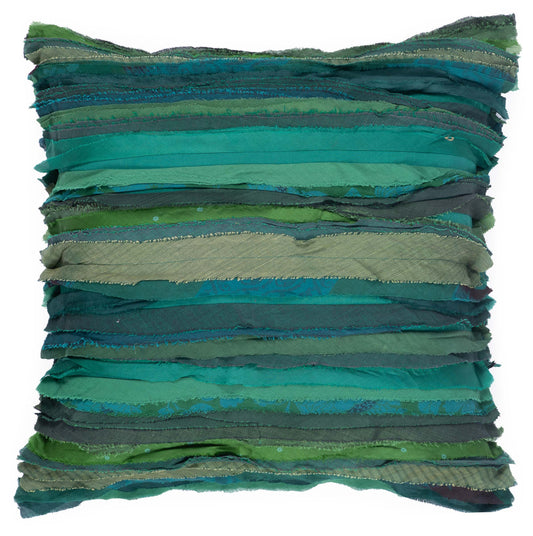 Wavy Stripe Patch Pillow Sham -Green