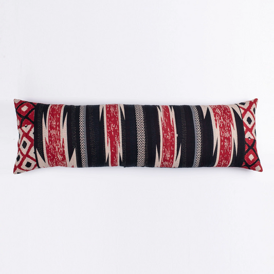 Monotone Ikat Handmade Vintage Kantha Lumber Pillows -Red -