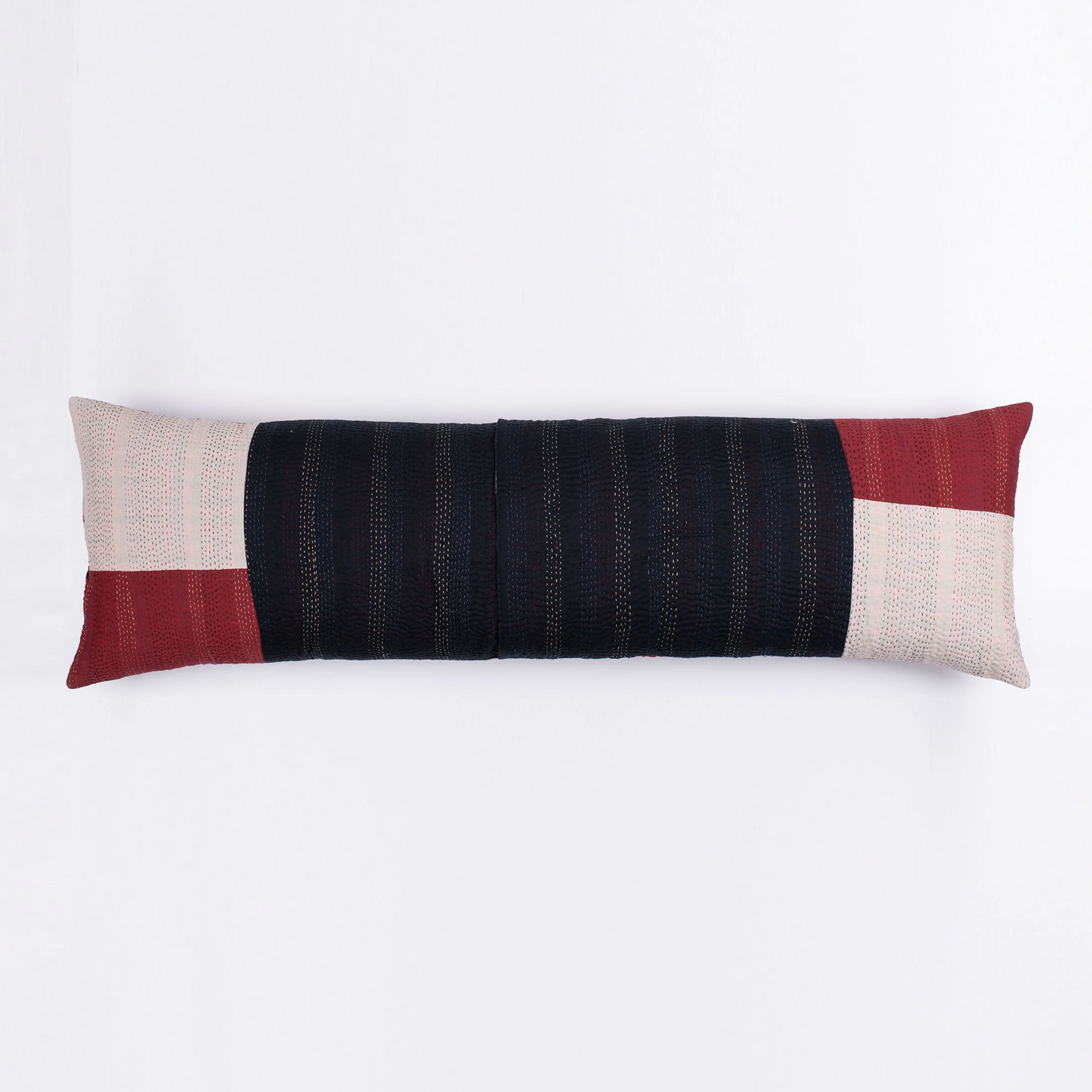 Monotone Ikat Handmade Vintage Kantha Lumber Pillows -Red -