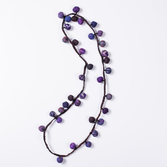 VINTAGE SILK KANTHA TWIGG LONG NECKLACE - sv2720-prp -