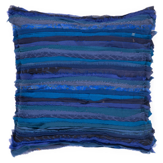 Wavy Stripe Vintage Patch Pillow Sham - Blue