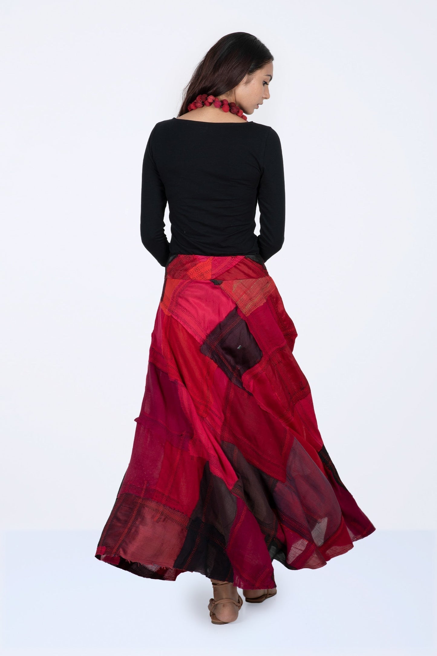 MOSAIC OMBRE KANTHA FLARE SKIRT - mo1633-red -