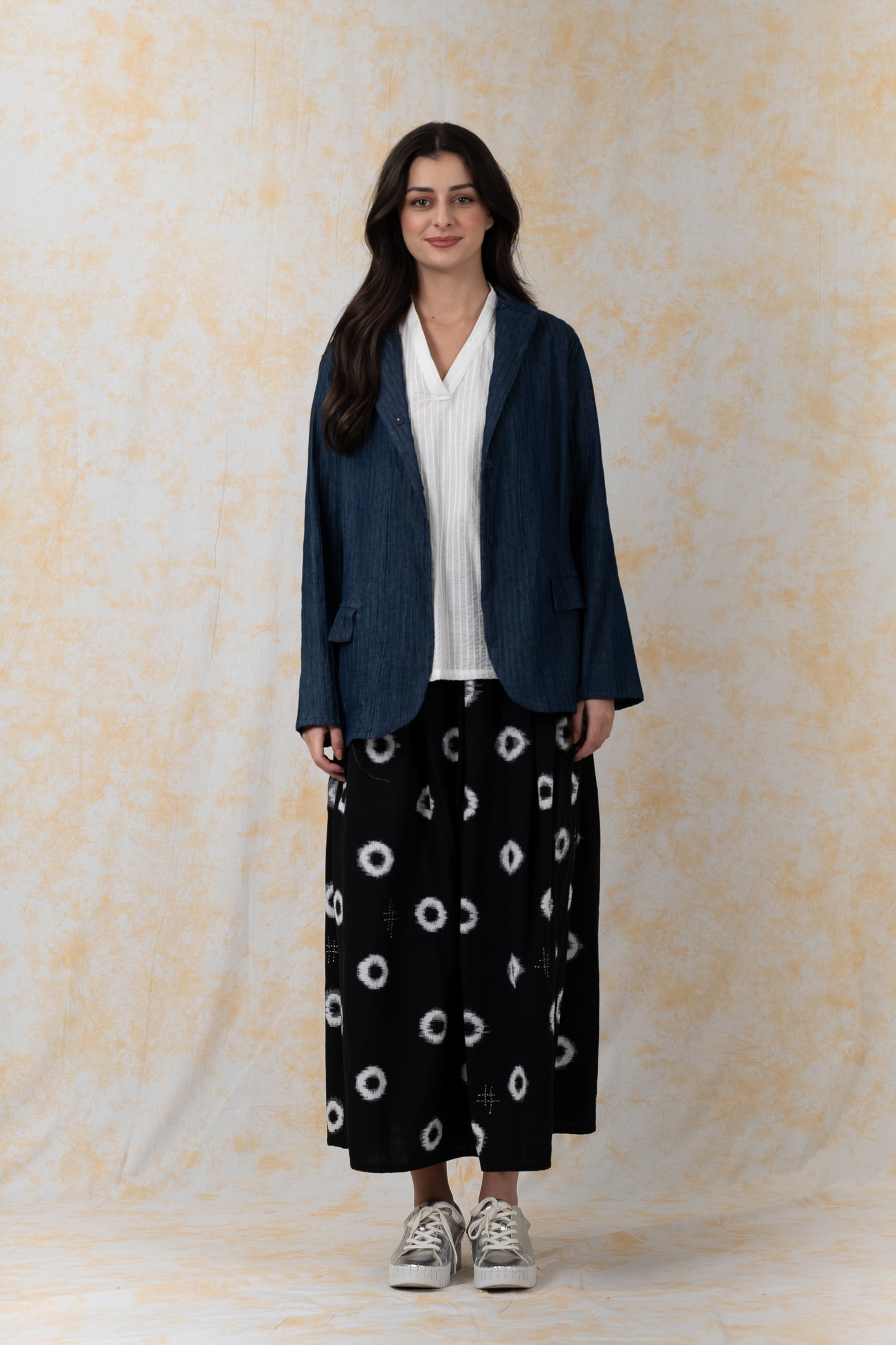 SOFT DENIM MACHINE PINTUCK-BASIC-JACKET - bl-dt1052-nvy-