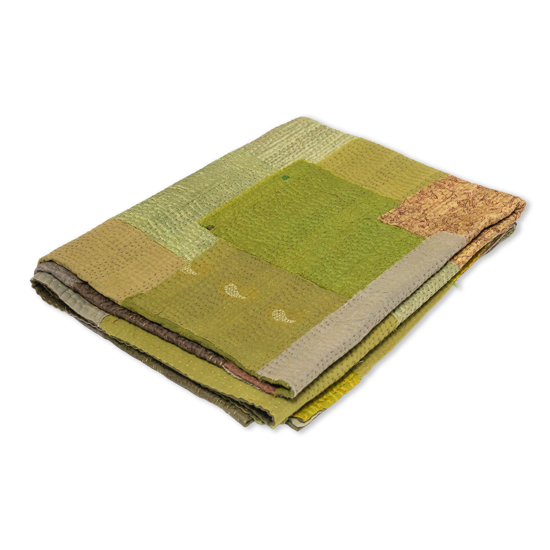 Umber Fray Patch Kantha Throw